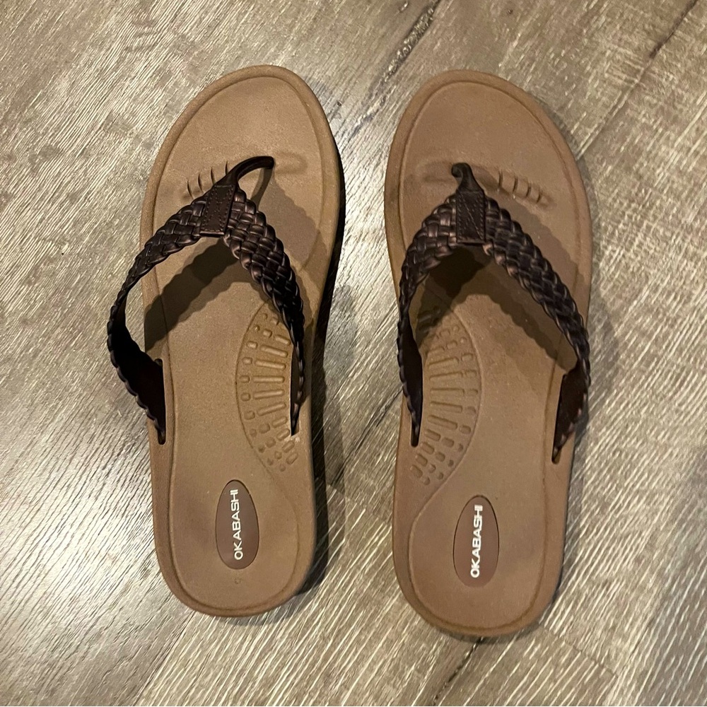 Okabashi Womens Size  (11)  Baja Brown Thong Sandals Flip Flops